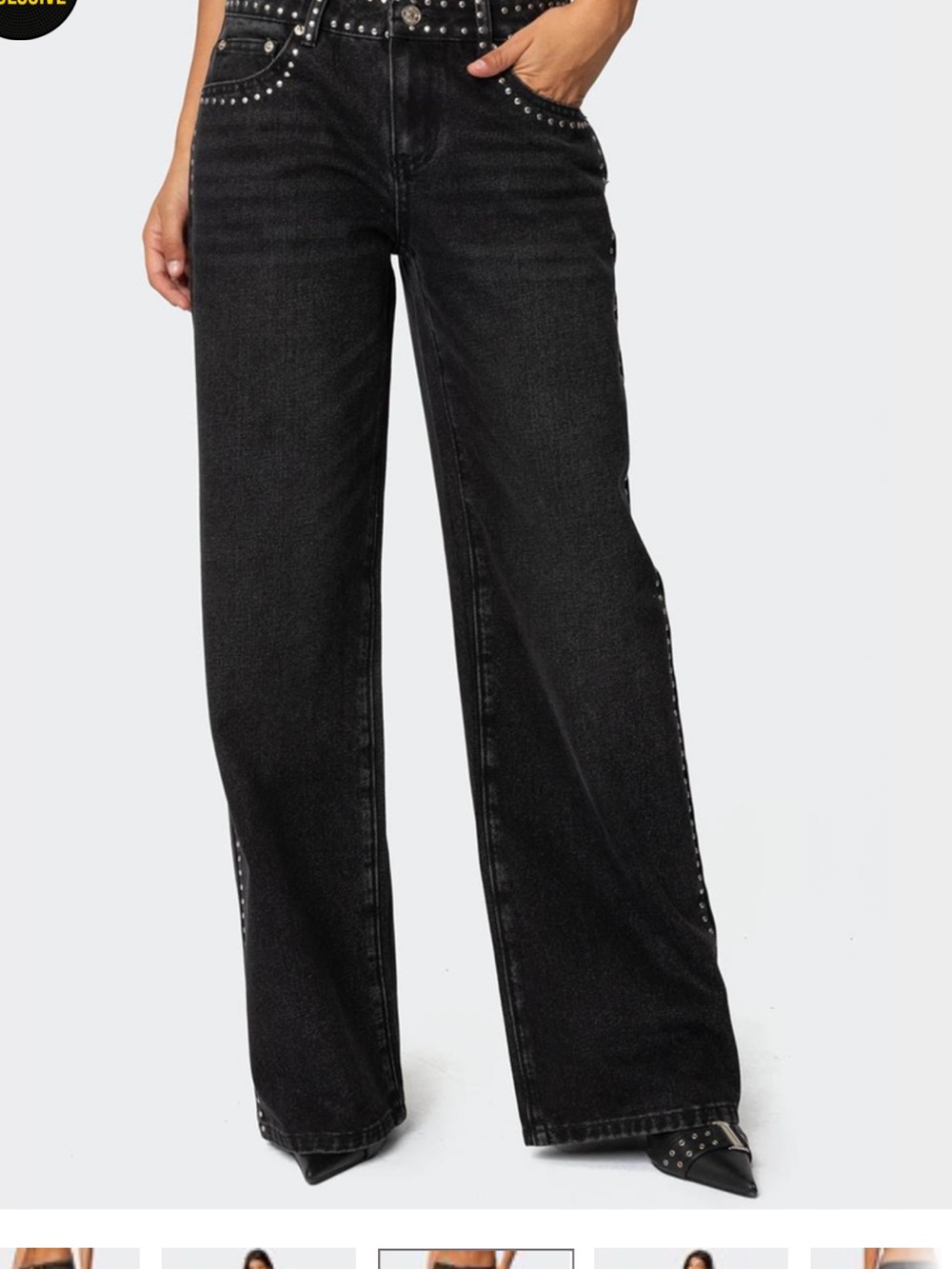 EDIKTED Quincy Studded Low Rise Jeans